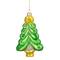 5" Pearl & Glitter Green & Gold Glass Christmas Tree Hanging Ornament